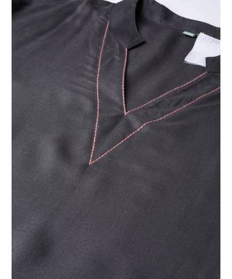 Grey Solid Rayon Kurta Set With Art Silk Dupatta 2