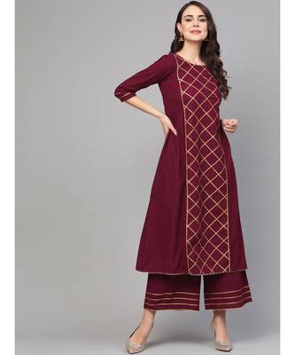 Solid Maroon Kurta Set 1