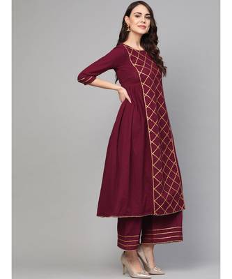 Solid Maroon Kurta Set 3