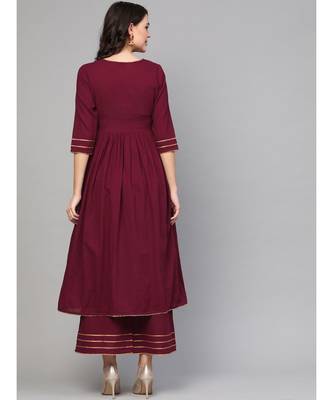 Solid Maroon Kurta Set 4