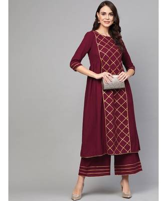 Solid Maroon Kurta Set 5
