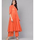 Solid Peach Gota Kurta Set