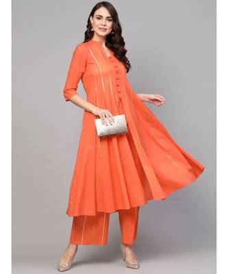 Solid Peach Gota Kurta Set 5