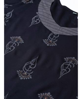 Navy Blue Khari Gold Print Kurta Set 2