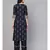 Navy Blue Khari Gold Print Kurta Set
