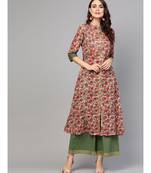 Pink Floral Print Kurta Set