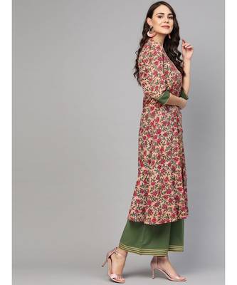 Pink Floral Print Kurta Set 3