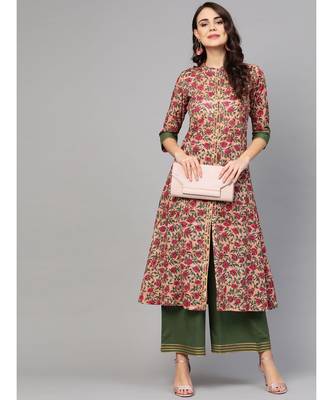 Pink Floral Print Kurta Set 5