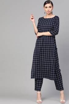 Checks Print Kurta Set