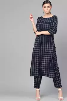 Checks Print Kurta Set