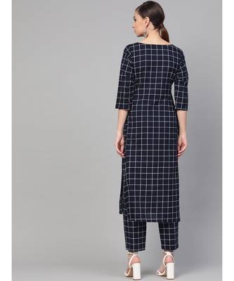 Checks Print Kurta Set 4