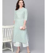 Sky Blue Khari Gold Print Kurta Set