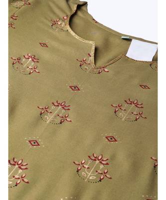 Olive Green Gold Print Kurta Set 2