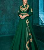Dark Green Silk Blend Anarkali Salwar Kameez