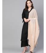 Black Solid Rayon Kurta Set With Art Silk Dupatta