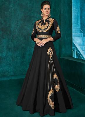 Black Silk Blend Anarkali Salwar Kameez 1
