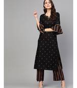 Black Gold Printed Kurta Set
