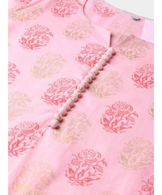 Baby Pink Printed Kurta Set With Dupatta 2