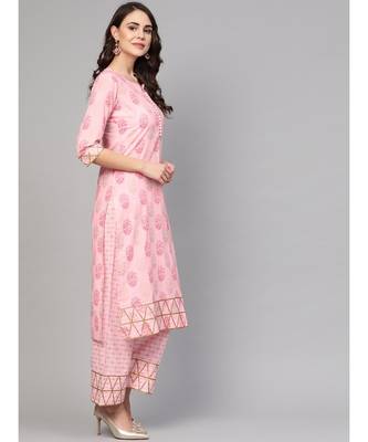 Baby Pink Printed Kurta Set With Dupatta 3
