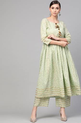 Printed Flared Kurta Set