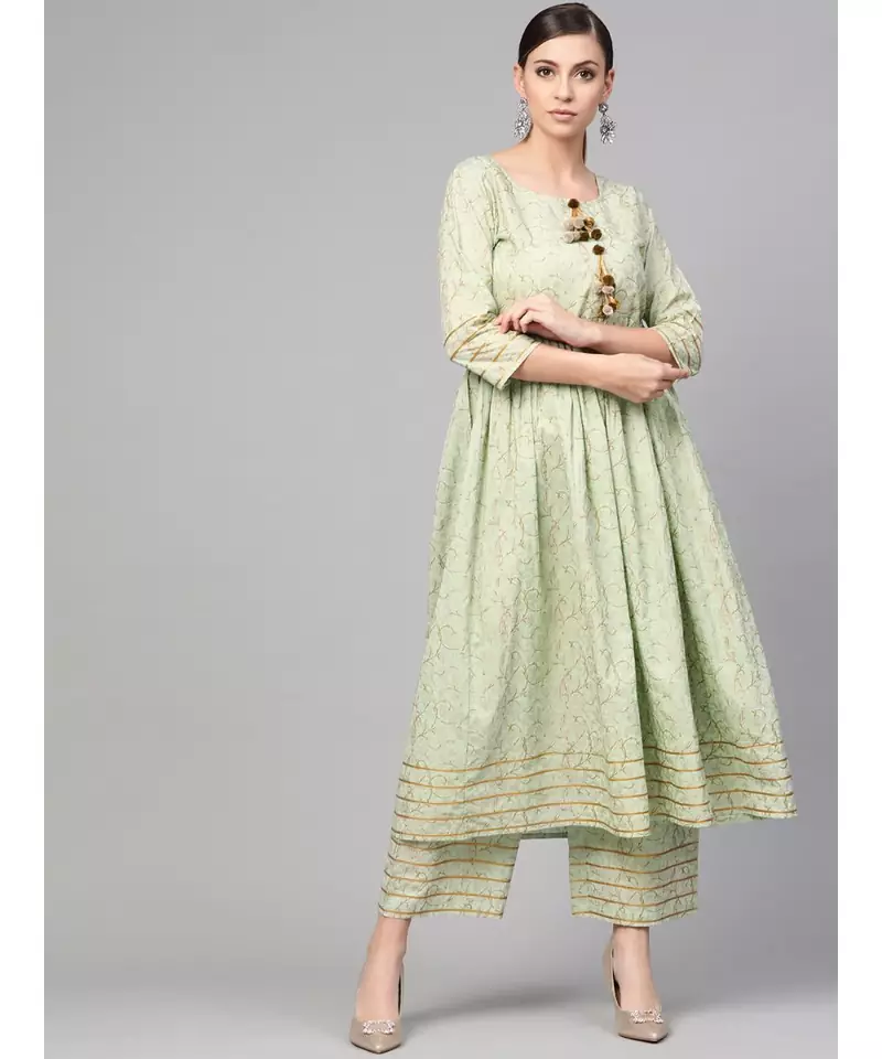 Printed Flared Kurta Set