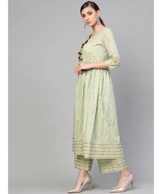 Printed Flared Kurta Set 3