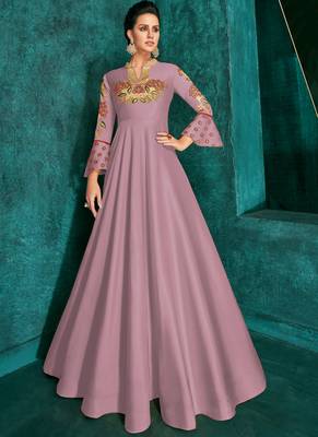 Light Violet Silk Blend Anarkali Salwar Kameez 1