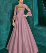 Light Violet Silk Blend Anarkali Salwar Kameez