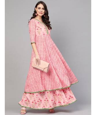 Pink Printed Kurta Set 1