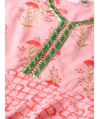 Pink Printed Kurta Set 2