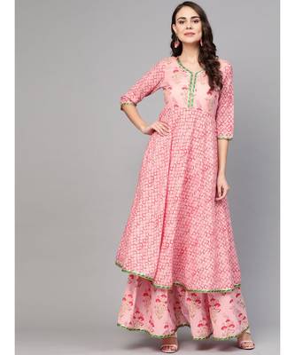 Pink Printed Kurta Set 3