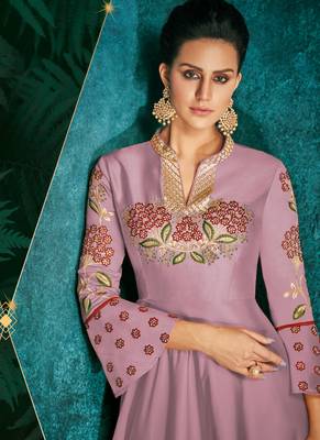 Light Violet Silk Blend Anarkali Salwar Kameez 2