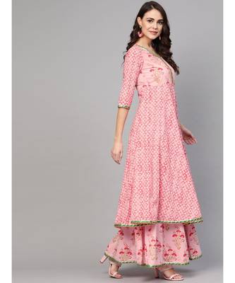 Pink Printed Kurta Set 4