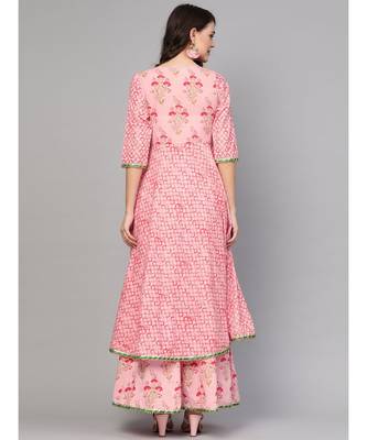 Pink Printed Kurta Set 5