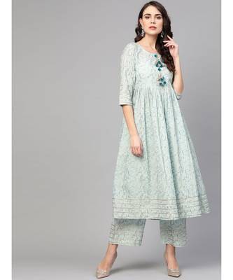 Printed Flared Kurta Set 3