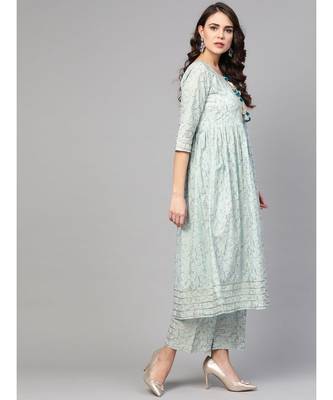 Printed Flared Kurta Set 4