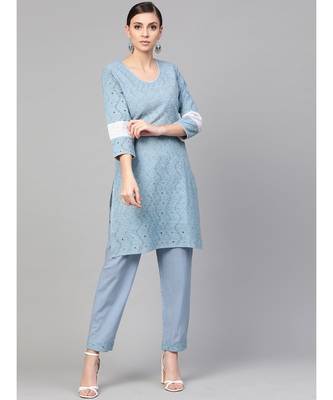 Chikankari Kurta With Pants 1
