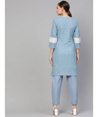 Chikankari Kurta With Pants 4