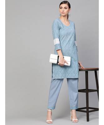 Chikankari Kurta With Pants 5