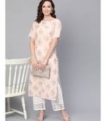 Gold Print Kurta With Schiffli Palazzo Pant