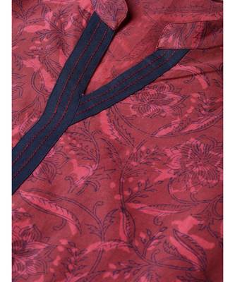 Wine Printed Kurta Set 2