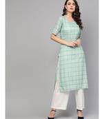 Checkered Print Kurta With White Palazzo Pants