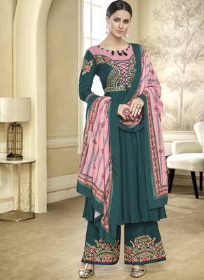 Green Silk Blend Readymade Suits 2