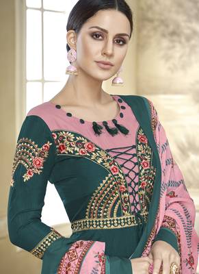 Green Silk Blend Readymade Suits 3