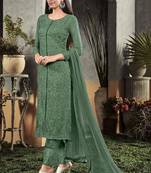 Sea Green Georgette Semi Stitched Salwar Suits