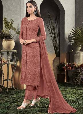 Light Brown Georgette Semi Stitched Salwar Suits 1