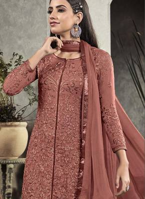 Light Brown Georgette Semi Stitched Salwar Suits 2