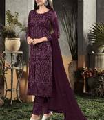 Dark Purple Georgette Semi Stitched Salwar Suits