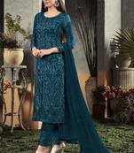 Dark Green Georgette Semi Stitched Salwar Suits