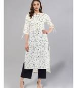 White Printed High-low Kurta